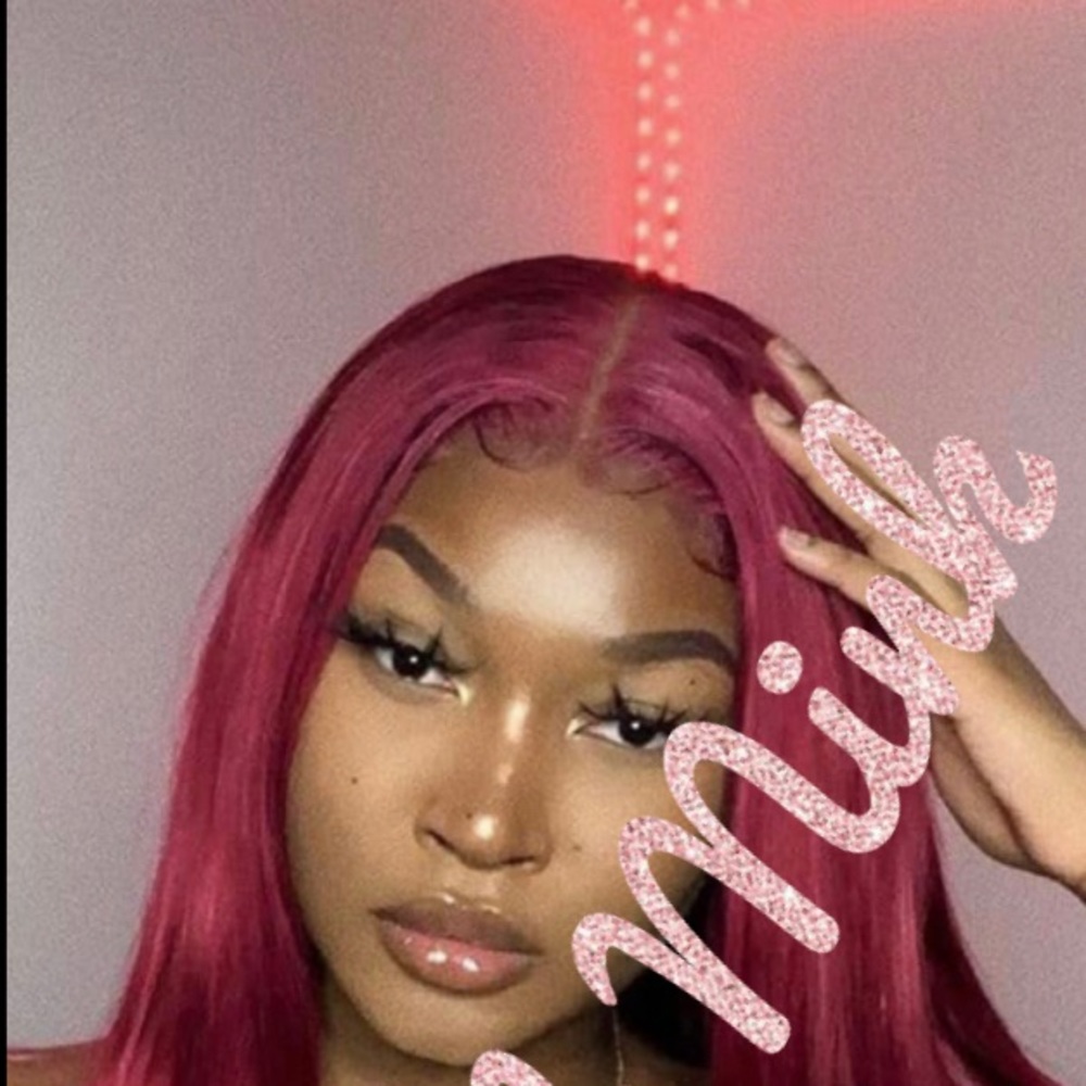 Burgundy  straight 100% human wig T part lace front 22” long same day shipping!!